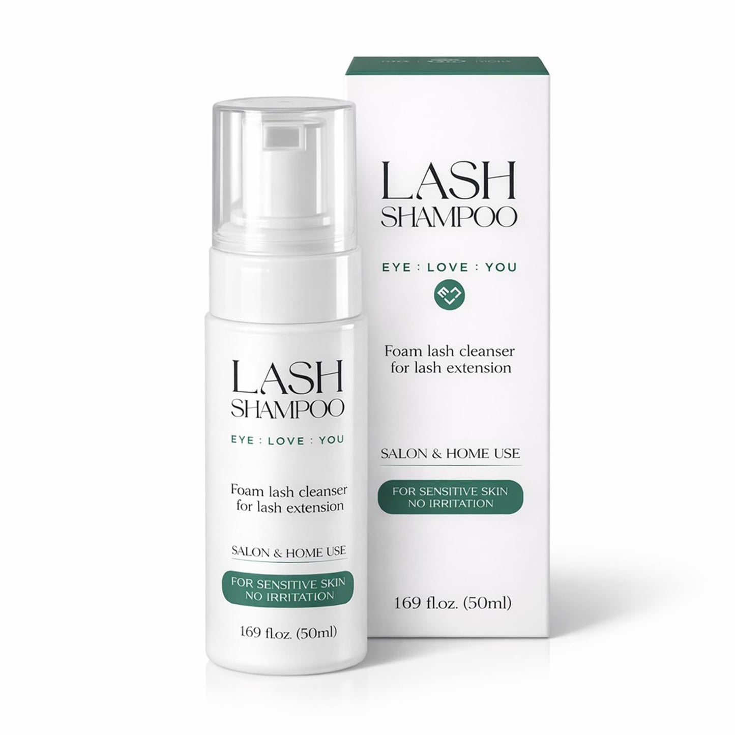 Foam Lash Cleanser for Lash Extensions 50ml (1.69 fl.oz), Gentle Lash Shampoo for Natural Lashes | Oil-Free, Hypoallergenic, No Irritation | Safe Makeup Remover for Sensitive Skin | Home & Salon Use