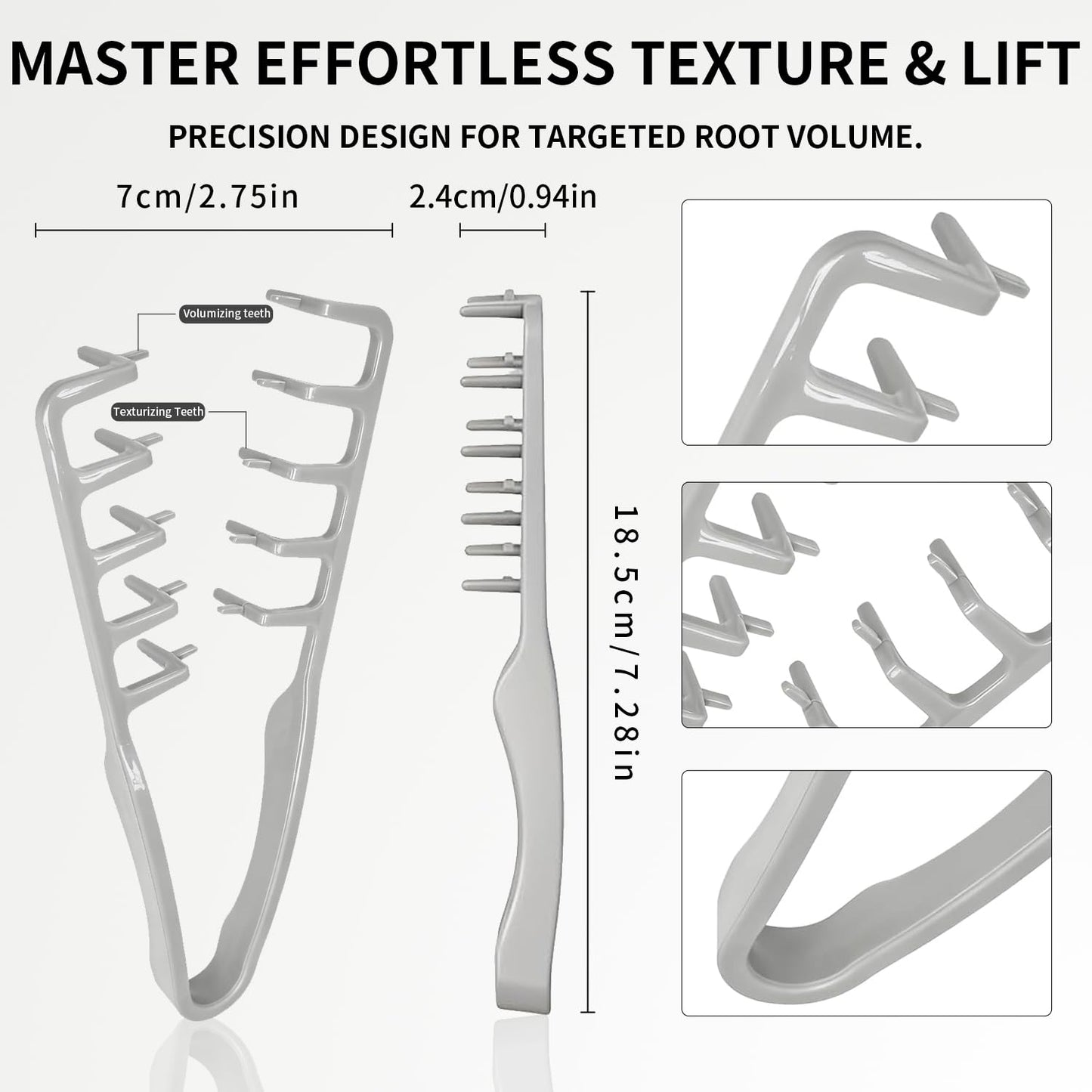 Texturizing Comb Set - Volumizing Hair Styling Tool for Fluffy Layered Hairstyles | 2 Pcs Wide-Tooth Design