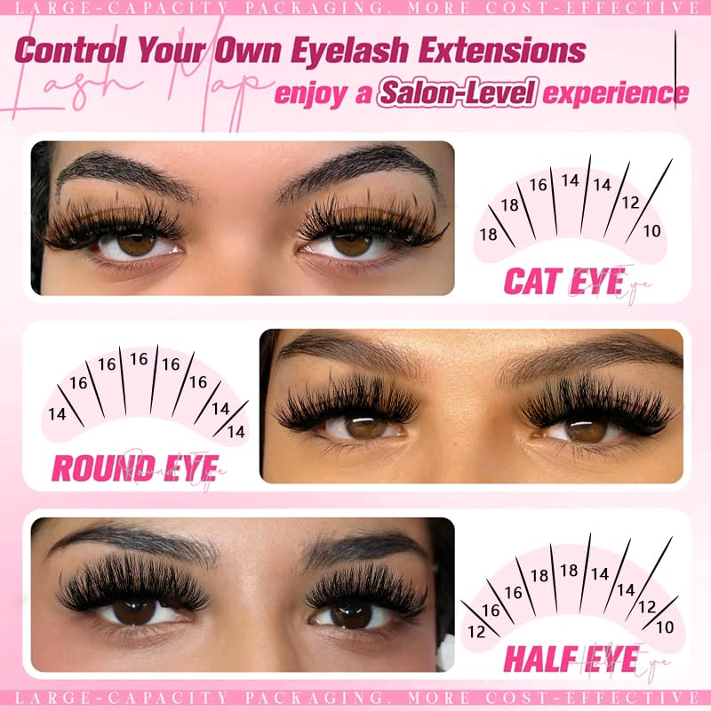 COLMAGIC Faux Mink Eyelash Clusters 60D, 80D, 100D Mix - 10-18mm D Curl, 300Pcs