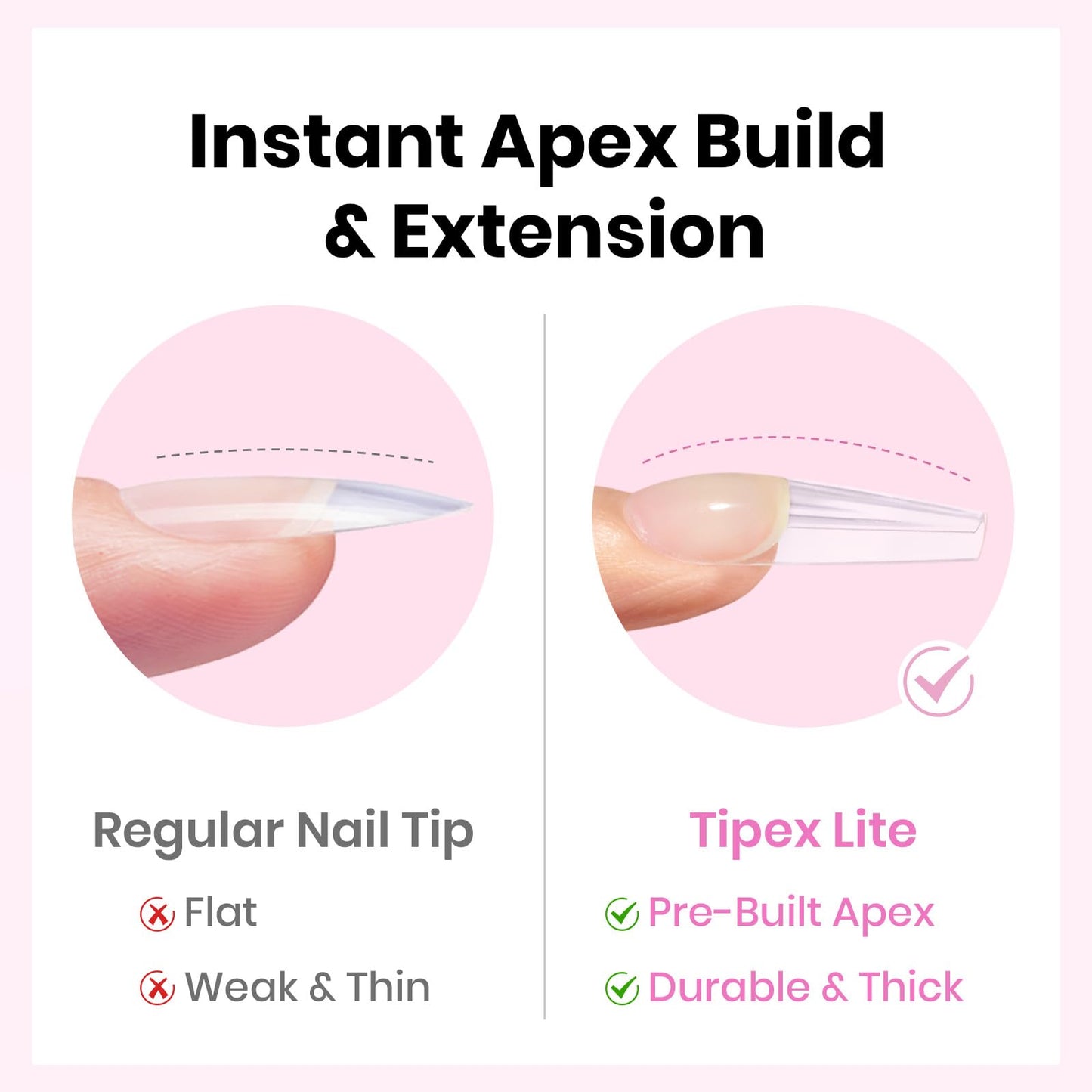 Beetles Tipex Lite Instant Apex Nail Tips, Long Coffin, 16 Sizes