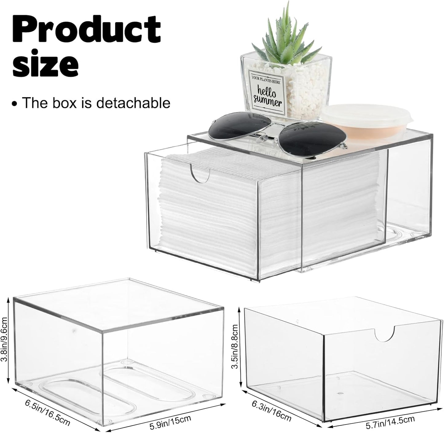 Disposable Face Towel Holder - Stackable Plastic Storage Box for Clean Skin Club XL Towels | Bathroom Organizer