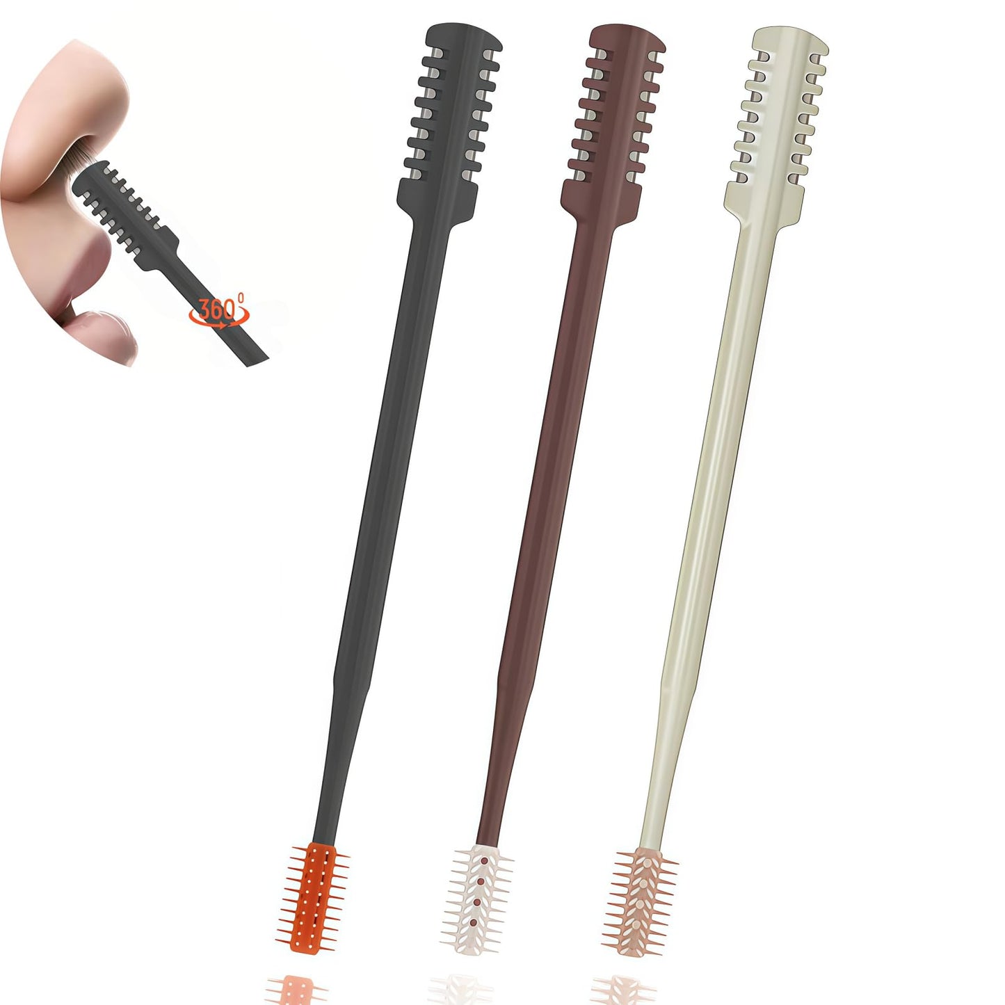 2026 Upgraded 2-in-1 Nasal Hair Cutter, 360° Rotating Double-Sided Blade, Washable Portable Grooming Tool for Men & Women, Travel Essential, 3-Pack (Multi-Color)