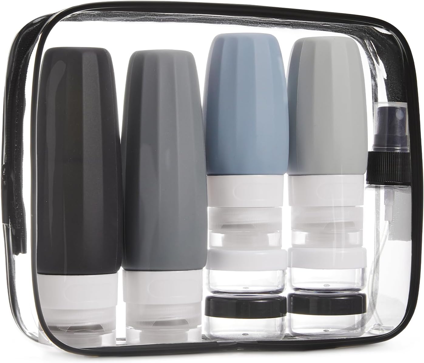 BAGSMART TSA Approved Toiletry Bag - 2 Pack Clear Makeup Organizer | Quart Size Travel Essentials, Black