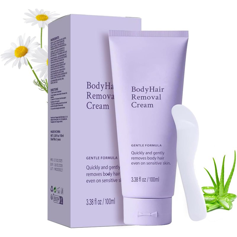Body Hair Removal Cream for Sensitive Skin, Painless Depilatory Cream with Spatula Applicator, Durable and Smooth for Men and Women, Gentle Formula for Hair Removal and Skin Care