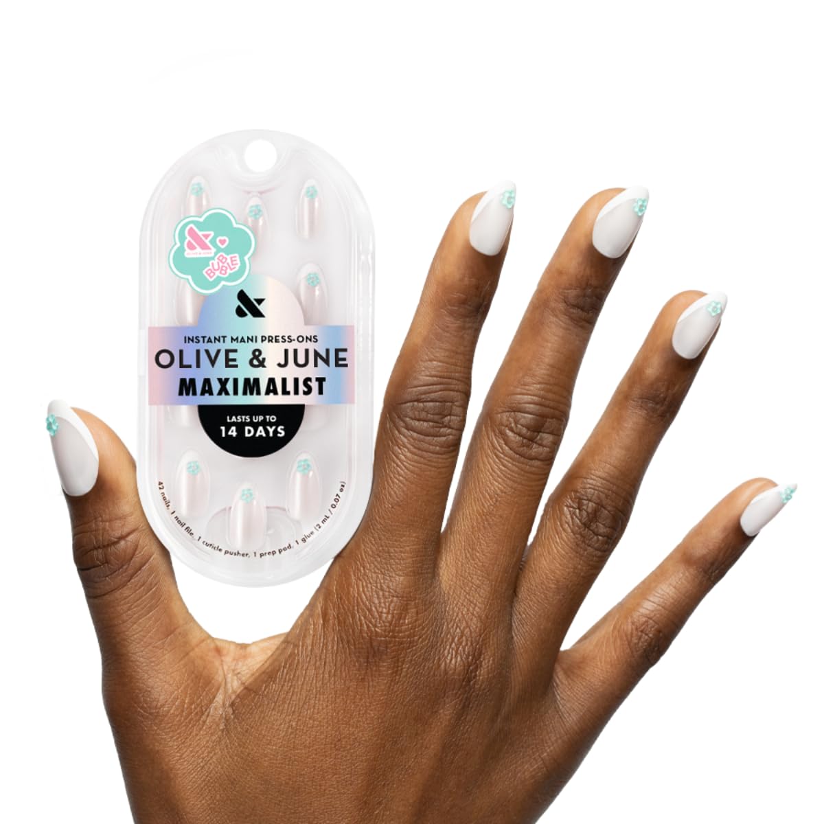 Maximalist Press-On Nails | 42 Non-Toxic Fake Nails in 21 Sizes | Short Almond Sparkle Party Design