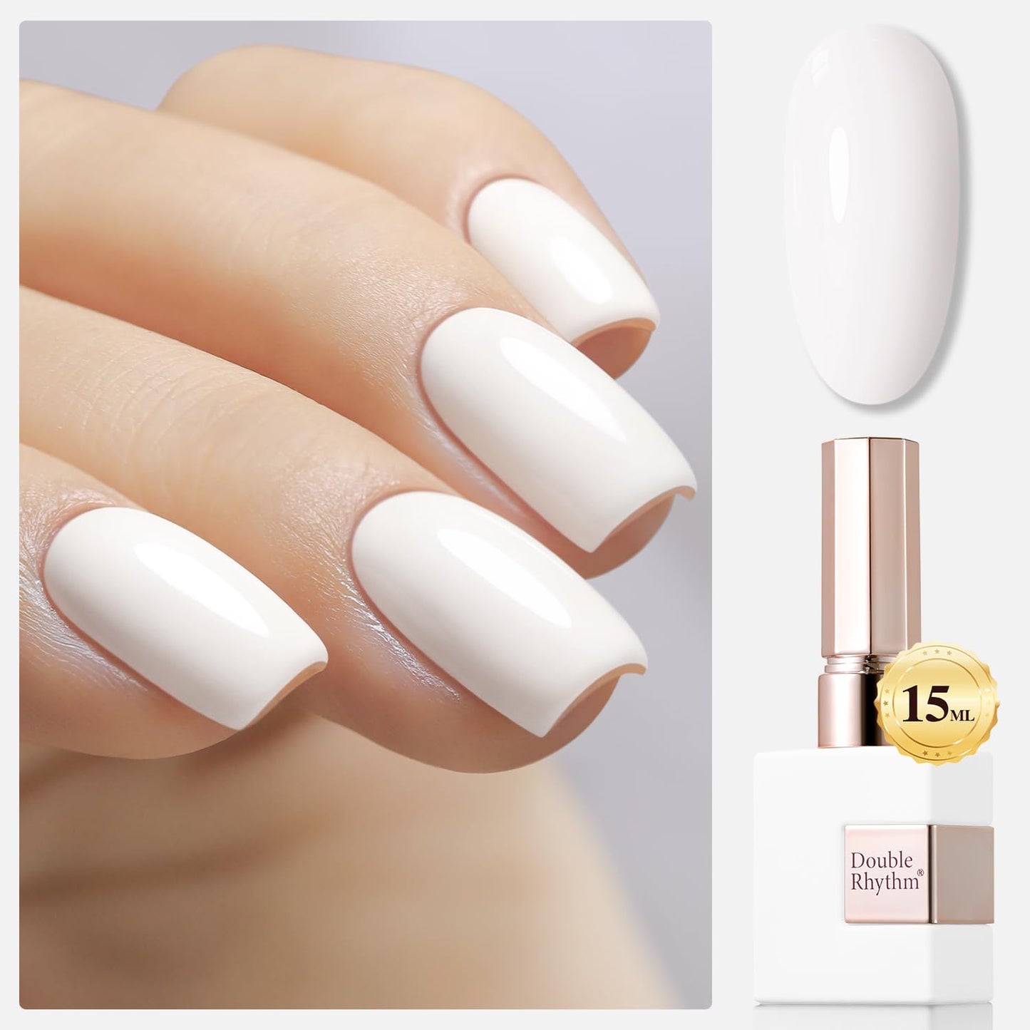 Gel Nail Polish - Double Rhythm 15ML Pearl White Soak Off for Art Manicure | DIY at Home