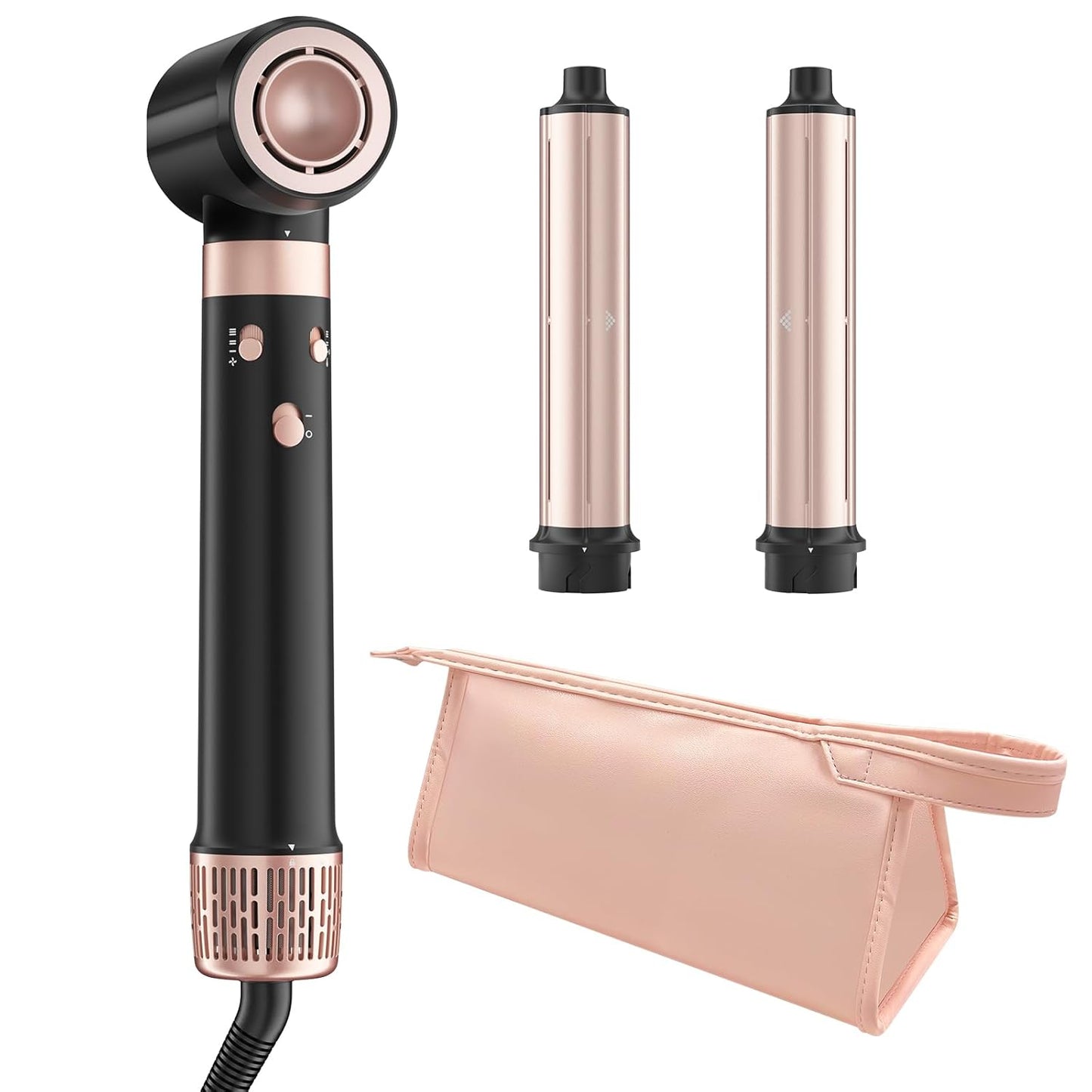 Dual Voltage Hair Styler - 3-in-1 High-Speed Hair Dryer & Auto-Wrap Curling Barrels | Travel-Friendly 110-240V with Bag