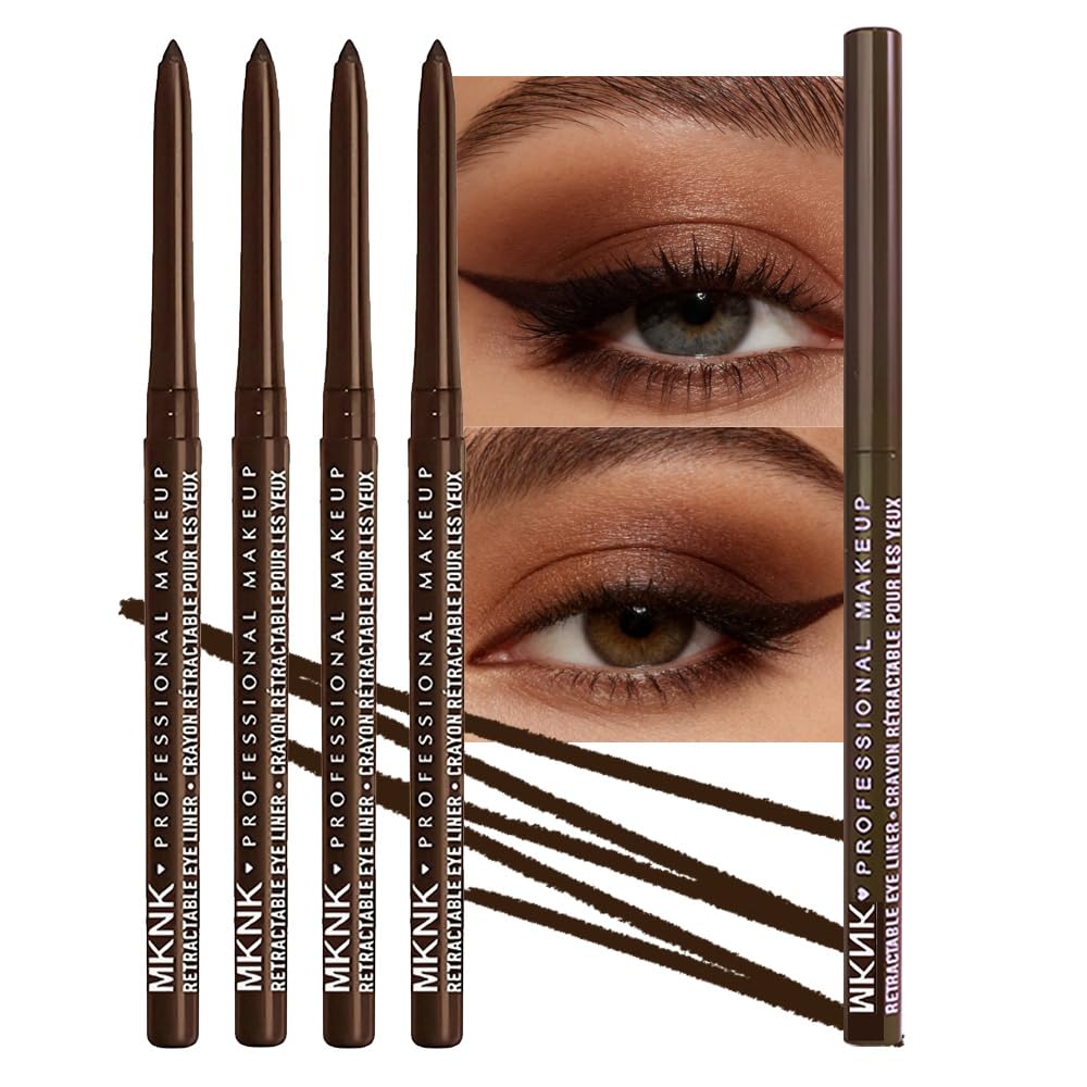 Retractable Creamy Eyeliner & Eyeshadow Sticks - Ultra Pigmented Matte Finish | 4 Pcs in Black, White, Brown, Blue, Purple, Green, Gray