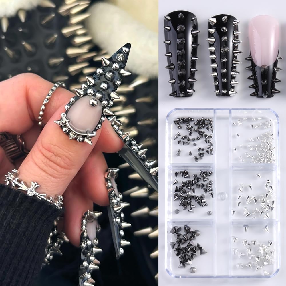 3D Star Nail Art Charms - Gold Metallic Studs & Rhinestones | Mixed Styles for DIY Manicure Supplies