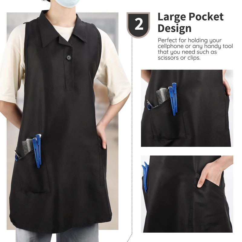 Segbeauty Barber Hairdresser Apron, Hair Stylist Salon Smock Aprons with Pockets, Cosmetology Salon Apron Pet Groomer Gown Sleeveless SPA Uniforms Protective Water-proof Work Clothes for Women Small