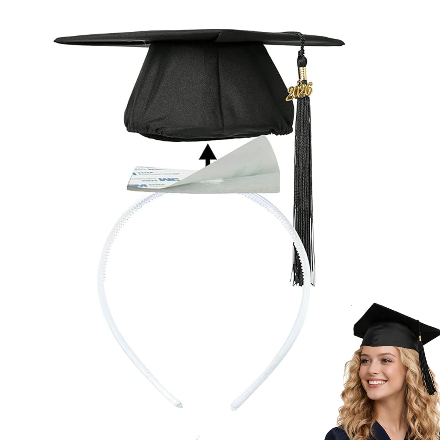 Graduation Cap Headband Insert - Anti-Fall Curly Hair Accessory | Secure Fit Non-Slip Band for Graduates