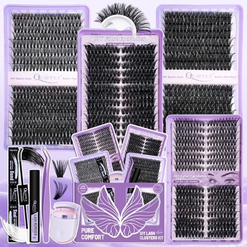 QUAFFLY DIY Lash Cluster Kit - 1184pcs Natural Soft Lashes 8-18mm D Curl, All-in-One Lash Extension Tools, Lashes Set-3