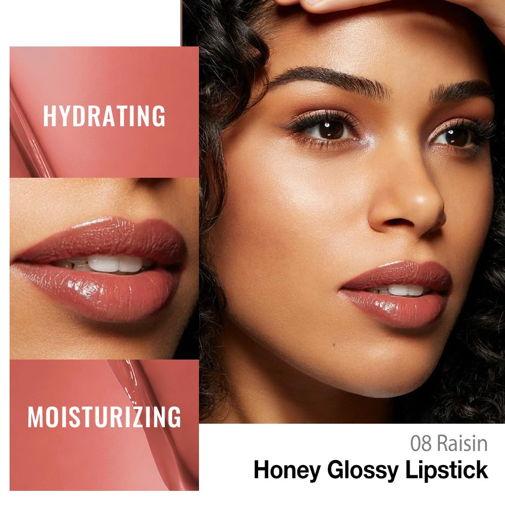 Raisin Honey Lipstick - Tinted Moisturizing Lip Balm for Dry Lips | Vegan Hydrating Gloss - 1Pc #08 Raisin