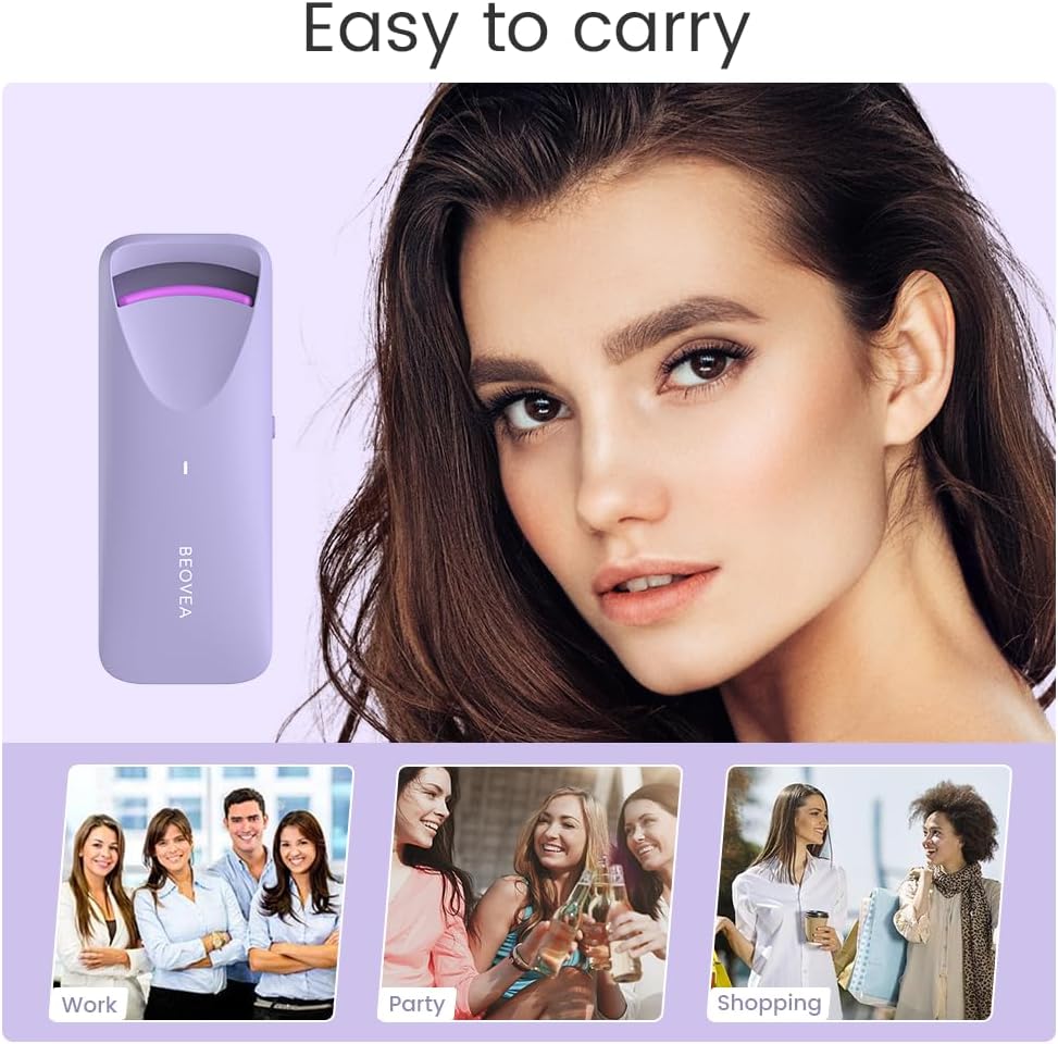 Heated Eyelash Curler - Travel-Friendly Electric Curler with Heat Sensitive Silicone Pad | Fast Heat-Up in 8 Seconds, Rechargeable Mini Size