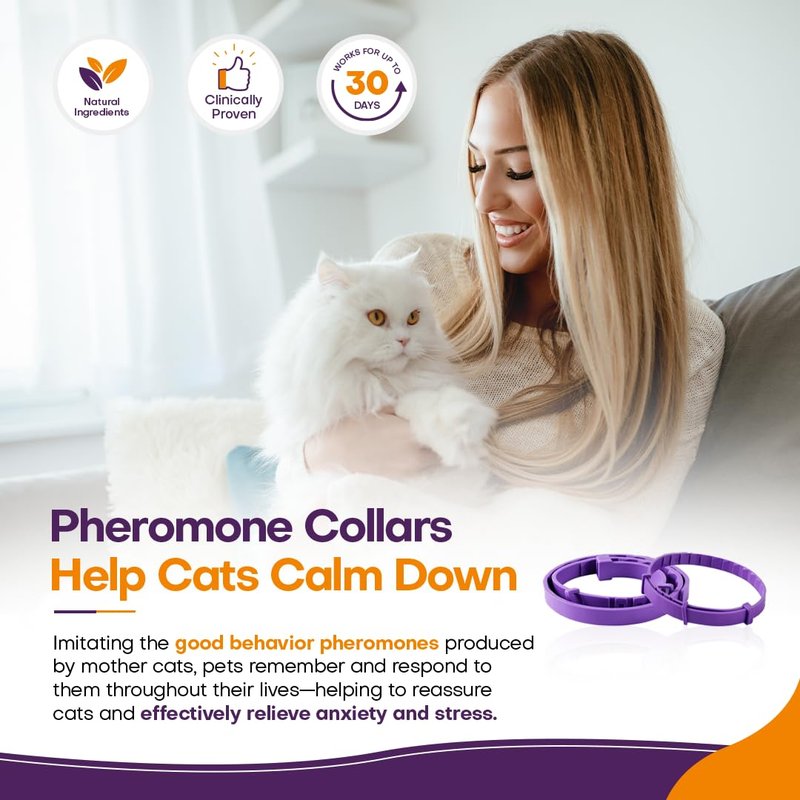 Calming Collar for Cats with Pheromone 4 Pack Cat Calming Collars to Reduce Anxiety & Scratching 30 Days Long-Lasting, Waterproof Cat Calming Collar for Indoor & Outdoor Adjustable Cat Calm Collars