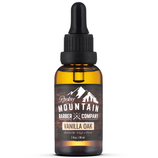 Rocky Mountain Barber Company Vanilla Oak Beard Oil for Men – 800+ Drops to Soften & Moisturize Beards – Fast-Absorbing with Argan, Jojoba & Grape Seed Oil – 1 oz