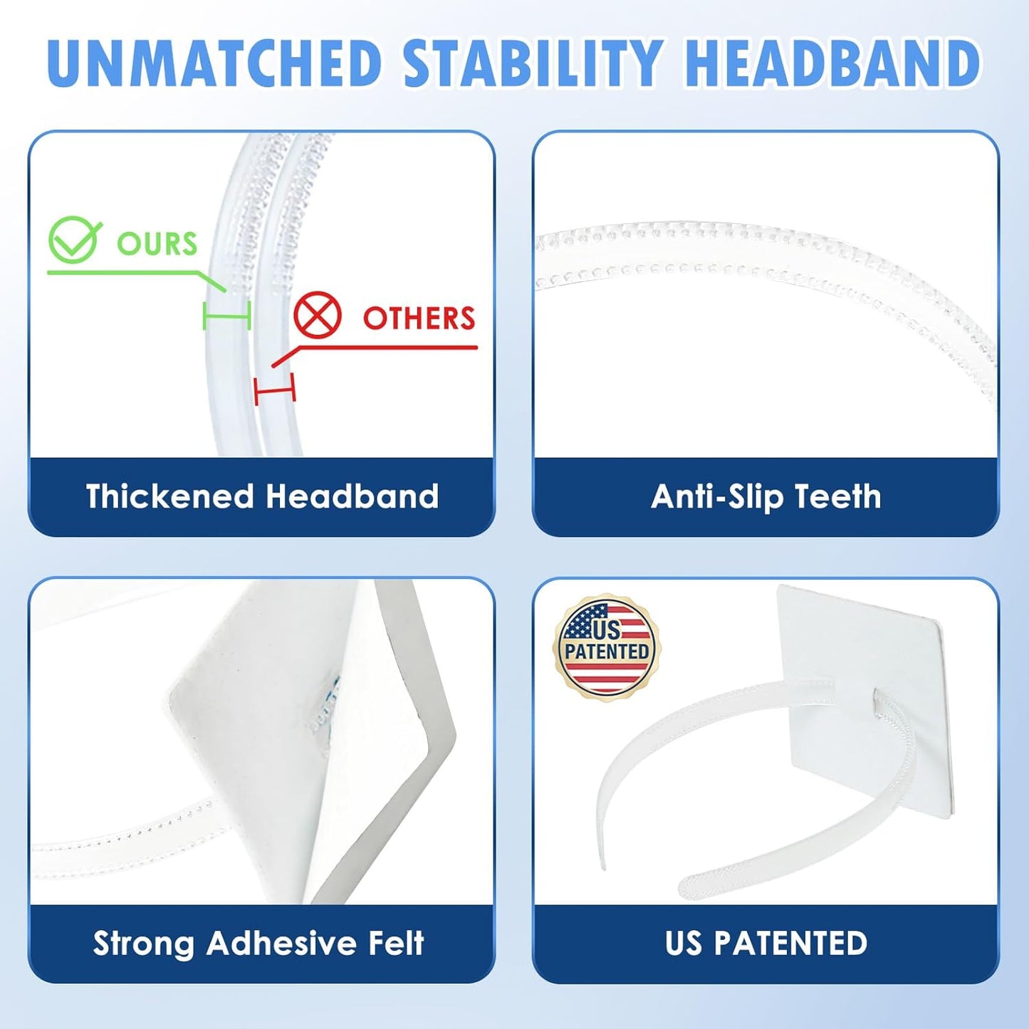 Graduation Cap Headband Insert - Clear White Anti-Fall Hair Band | Secure Grad Cap Holder for Students and Girls