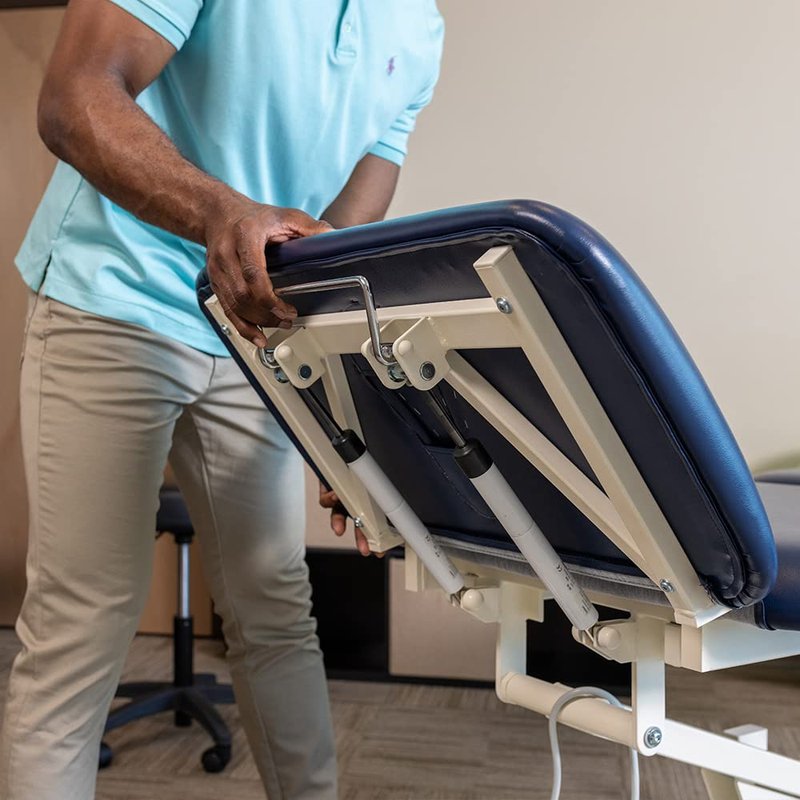 BodyMed 3 Section Hi-Lo Treatment Table, Blue, 77 in. x 27 in. x 18–36 in. – Durable, Adjustable Physical Therapy Table – ADA Compliant – Bar Activated Elevation – Foam Padding & Vinyl Upholstery