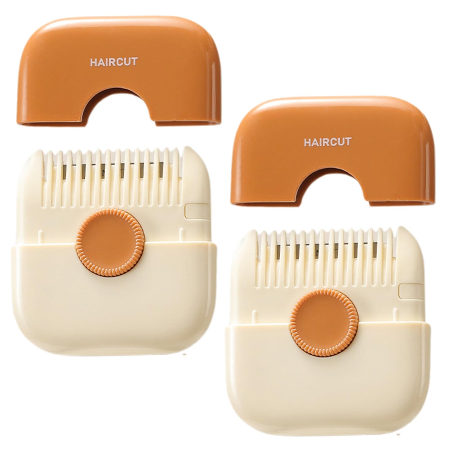 2PCS Split Ends Hair Trimmer for Women, 2 in 1 Portable Cute Hair Cutting Comb Detachable Dustproof Split End Trimmer Knob Adjustable Stainless Steel Blade Cutting Tools End