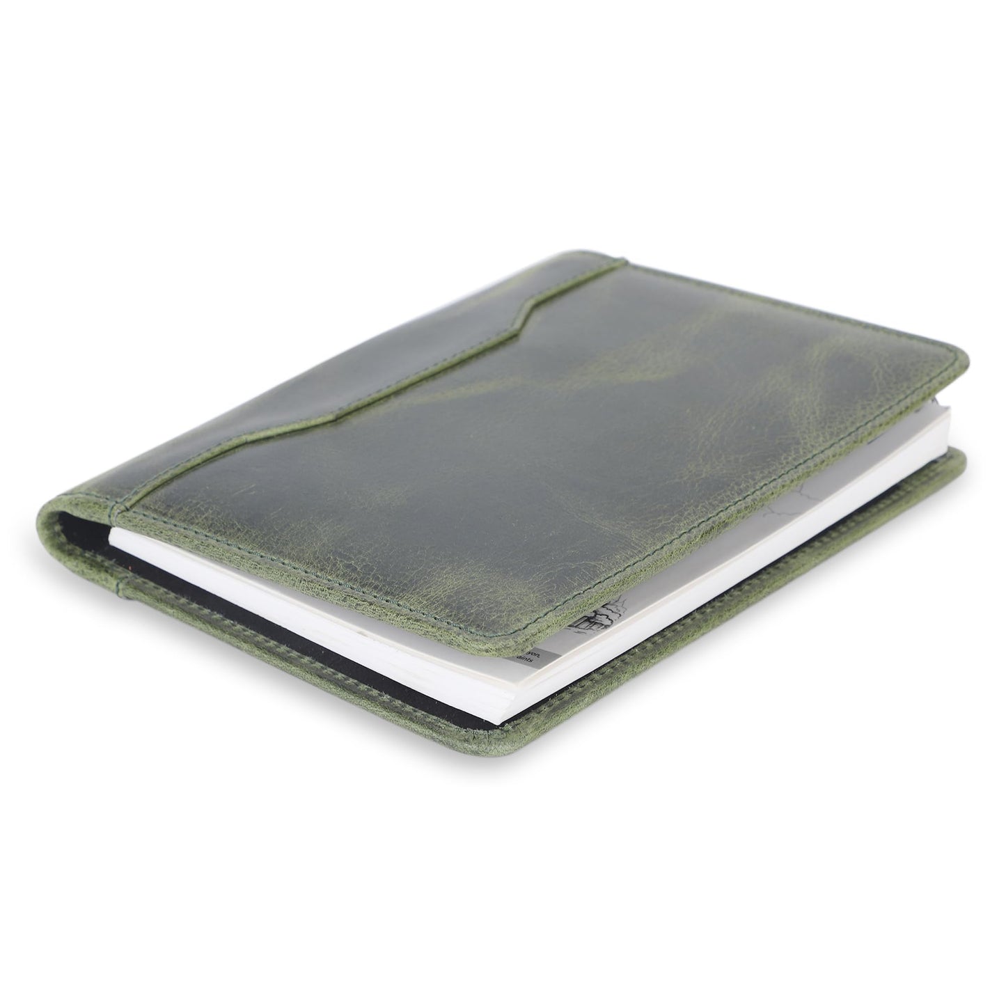 CestAntiQ Leather Junior Padfolio for Men Women Business Portfolio Folder Compact 5 x 8 Legal Pad Organizer with Pen Loop Professional Resume Interview Document Holder Padfolio (Green)