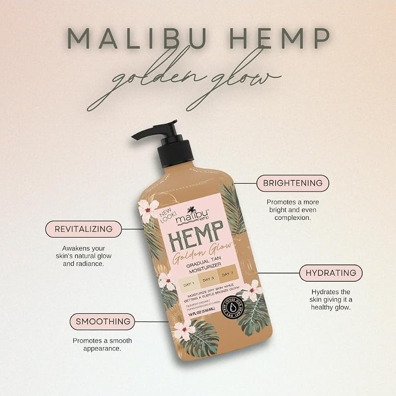 Malibu Tan Hemp Golden Glow Skin Firming Lotion, Medium Deep, 18 fl oz