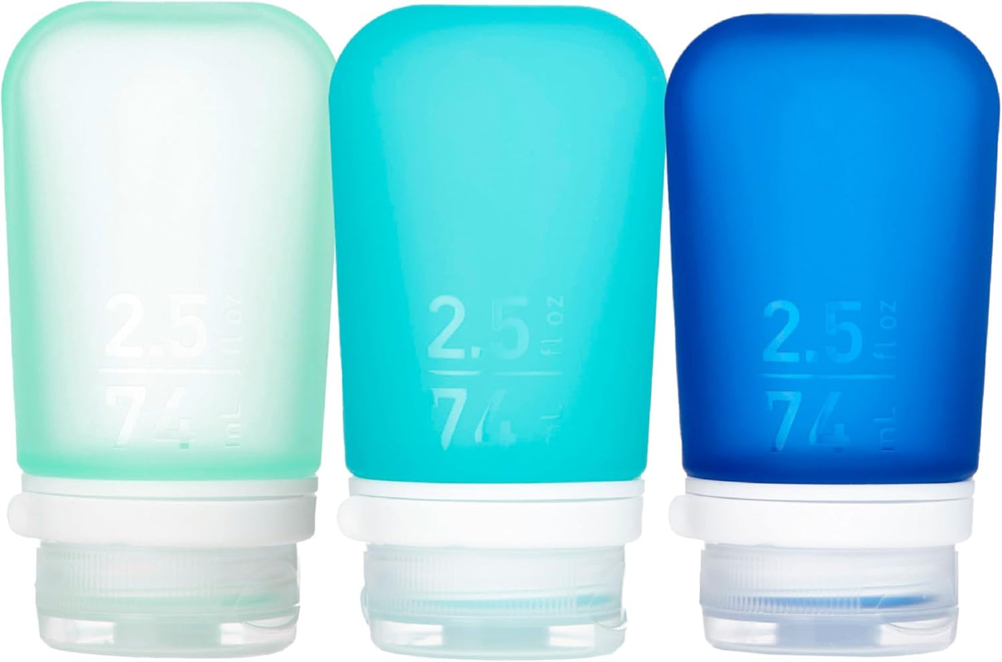 GoToob+ Travel Bottles - Silicone Leak-Proof Toiletry Tubes | 3-Pack Small (1.7 fl oz) - Clear/Green/Blue