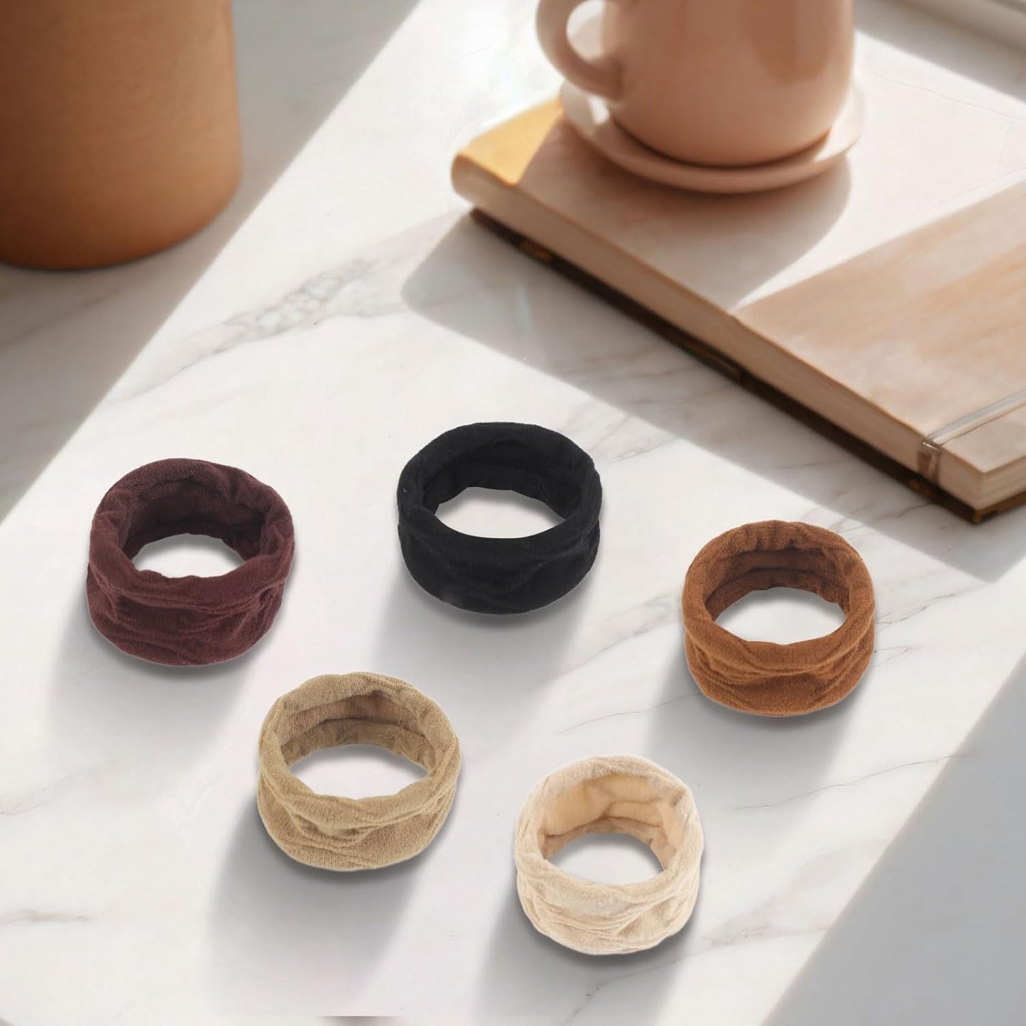 25 PCS Hair Ties - Soft Seamless Cotton & Nylon Elastic Ponytail Holders | No Damage Rubber Bands for Thick Hair