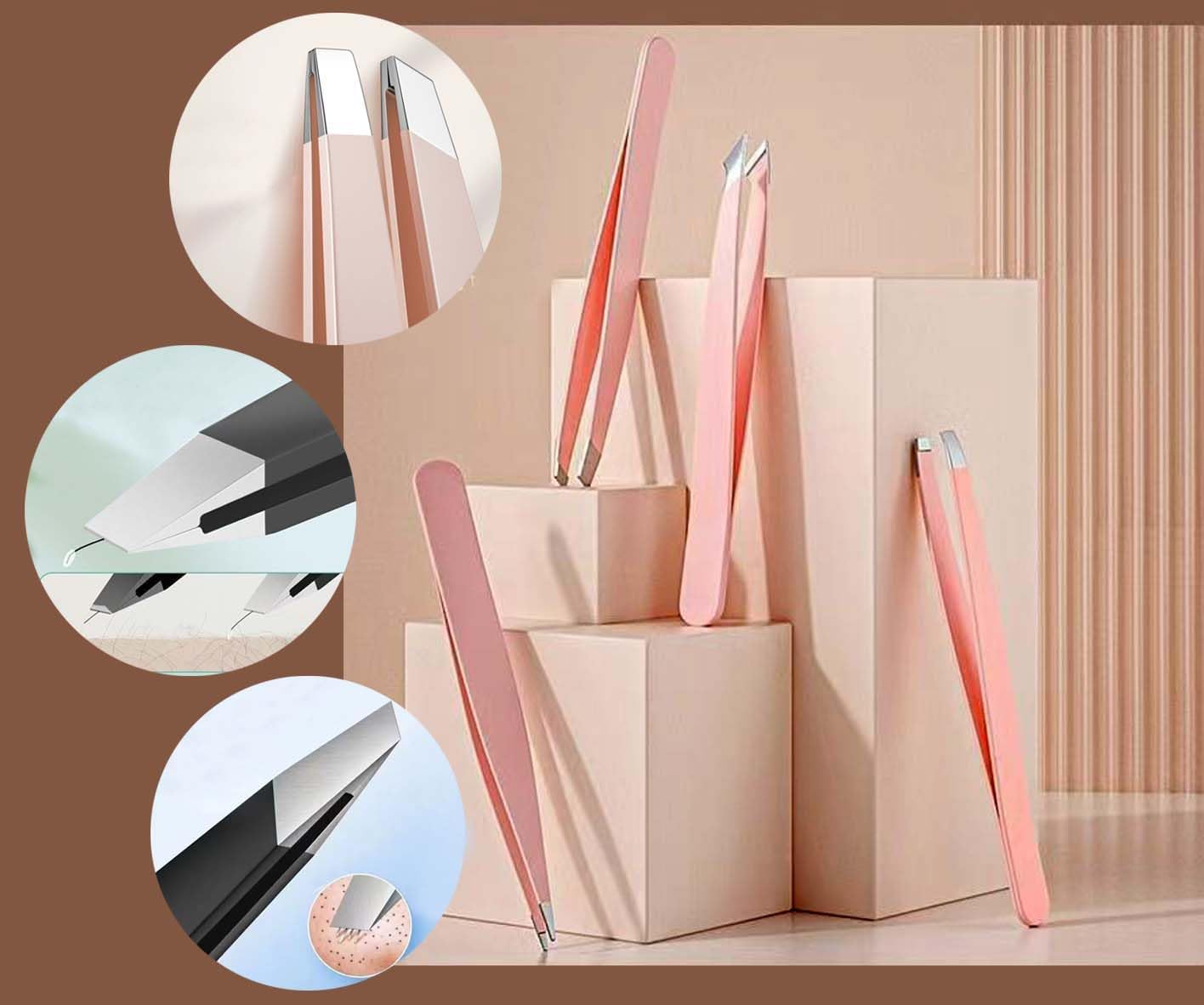 Professional Stainless Steel Tweezers Set for Women | Eyebrow & Facial Hair Removal Kit - 10-Piece Black Beauty Set