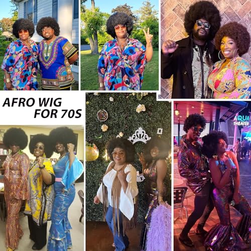 G&T Wig 70's Afro Curly Wig for Black Women - Glueless 1B Black