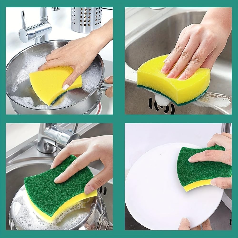 24Pcs Sponges Kitchen，Heavy Duty Dish Sponge,Cleaning Dish Scrubber Sponge for Home and Kitchen,Dual Sided Dish Sponge for Kitchen, Household, Bathroom，Stink-Free Cleaning Supplies for Pots, Pans