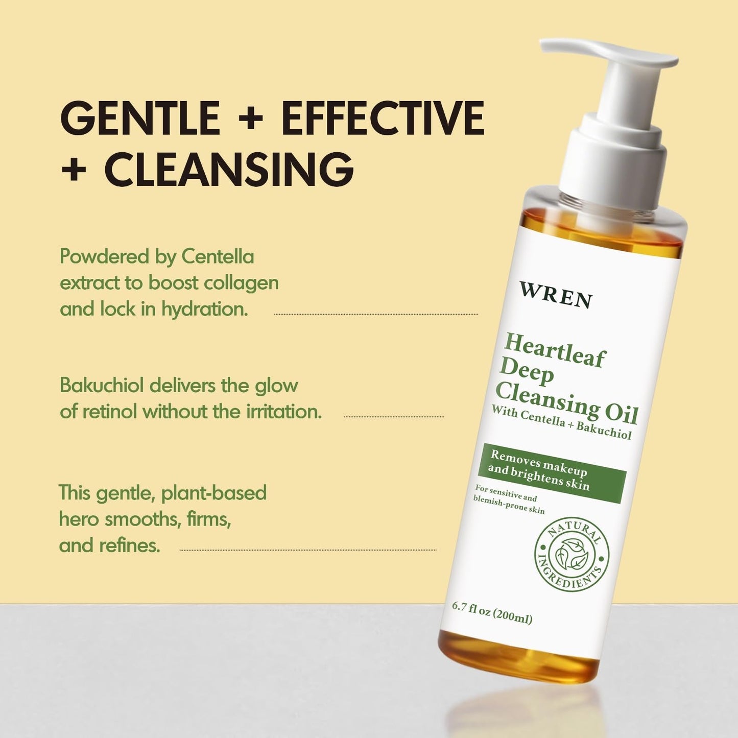 Wren Heartleaf & Centella Cleansing Oil – Pore Control & Double Cleanse Face Wash for Glass Skin, Melt Blackheads, Makeup & Sunscreen Remover, Calming for Sensitive Skin – 6.76 fl.oz