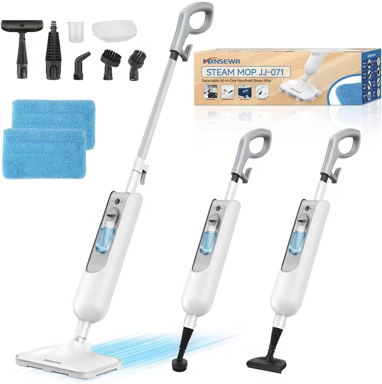 Powerful Steam Mop - Multi-Functional Handheld Steam Cleaner with 2 Steam Levels, 380ML Tank & 23FT Cord | Ideal for Whole Home Use