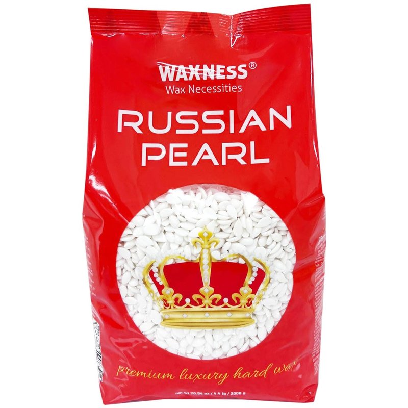 Waxness RUSSIAN PEARL (Creamy) and SENSI CLEAR (Gel) Rosin-Free Stripless Hard Wax for Sensitive Skin, Brazilian & Full Body Hair Removal DOUBLE SIZE 4.4 lb / 2 kg, Pack of 2 (8.8 LB), Made in Italy