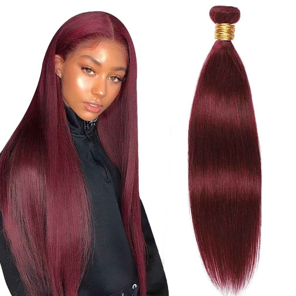 #99J Bundles Human Hair Straight Bundles 30 Inch Burgundy Straight Bundle Unprocessed Brazilian Virgin Weave Hair 1 Bundle 50 Gram Per Bundle