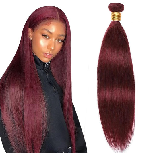 #99J Bundles Human Hair Straight Bundles 30 Inch Burgundy Straight Bundle Unprocessed Brazilian Virgin Weave Hair 1 Bundle 50 Gram Per Bundle