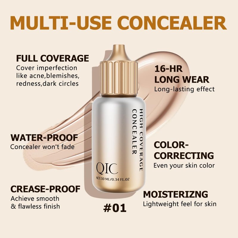 Under Eye Concealer - Hydrating Full Coverage for Dark Circles & Blemishes | Medium Neutral, 0.34 FL.OZ