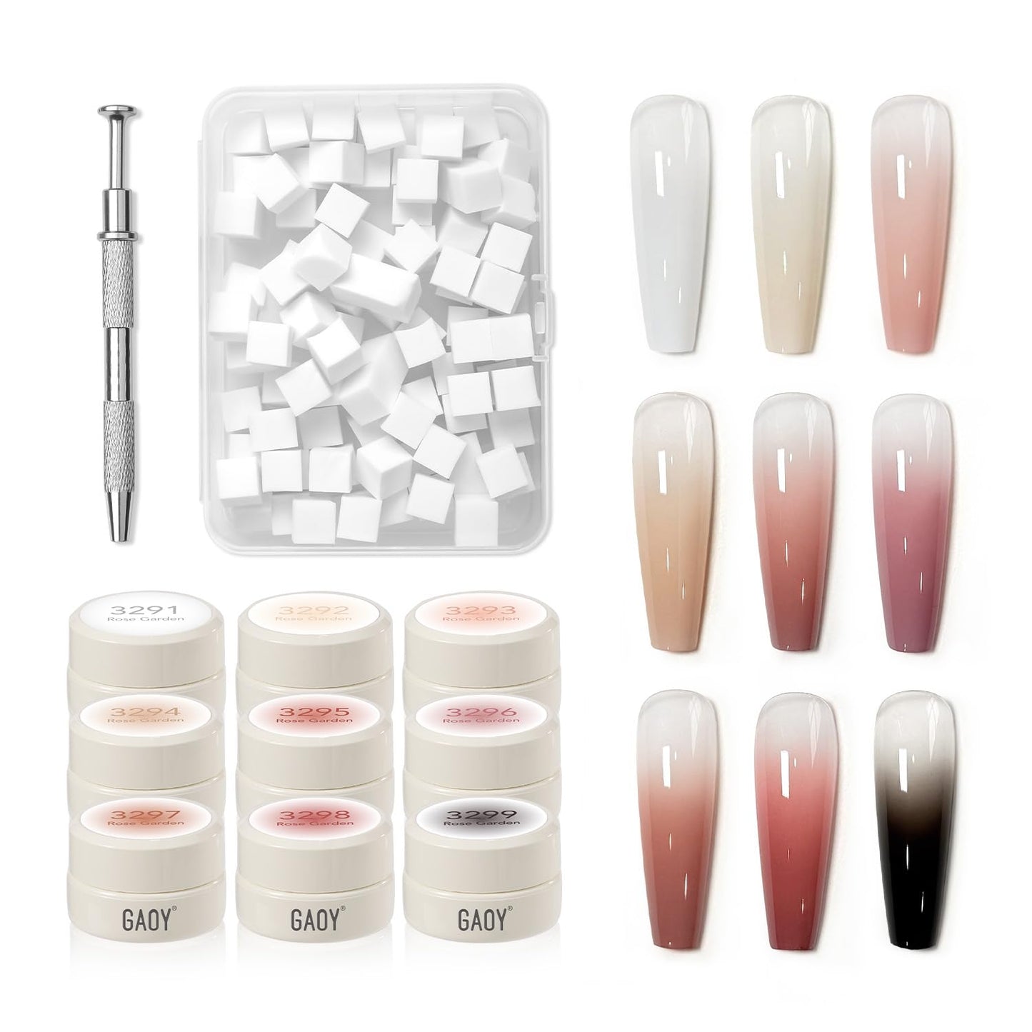 Ombre Gel Nail Polish Kit - 9 Vibrant UV LED Colors for Beginner-Friendly Gradient Nail Art | Rose Garden