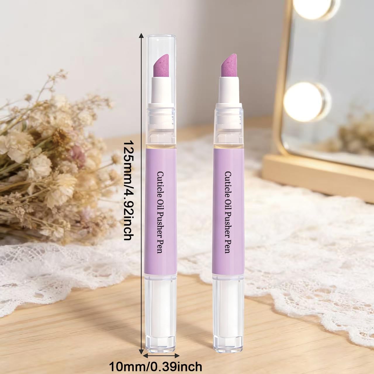 2-in-1 Cuticle Oil Pusher Pen, 2026 New Ceramic Cuticle Pusher & Oil Pen, Nail Care Tool for Dry Damaged Nails Hangnails Moisturiz Polish Brighten (2Pcs/Purple)
