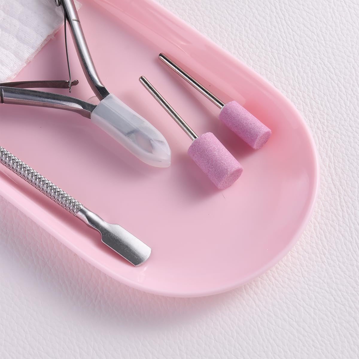 3Pcs Manicure Tools Storage Tray, Oval Plastic Storage Dish Nail Art Accessory Display Trays, Jewelry Rhinestone Organizer Plate, Makeup Cosmetic Nail Decorations Storages Plate（Pink）