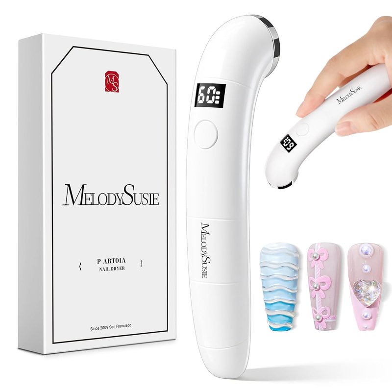 Ergonomic Handheld Cordless UV Nail Lamp - LCD Display, 2 Timers | Rechargeable Mini UV LED Light for Soft Gels & Rhinestone Glue
