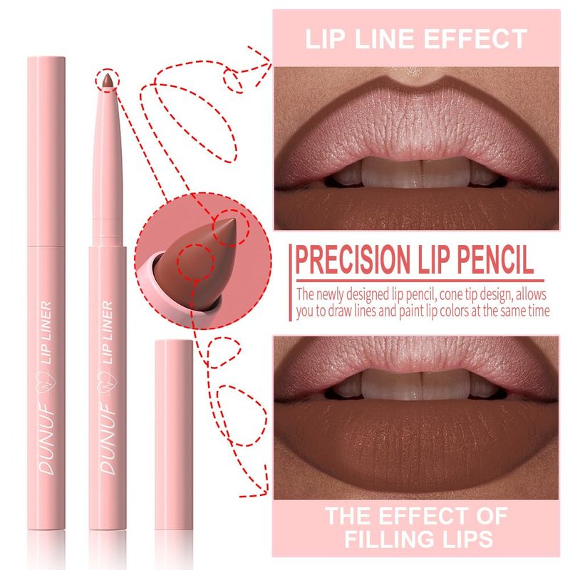 Matte Lip Liner Set - 12 Long-Lasting Creamy Crayon Pencils | Rich Color & Smooth Application for Women