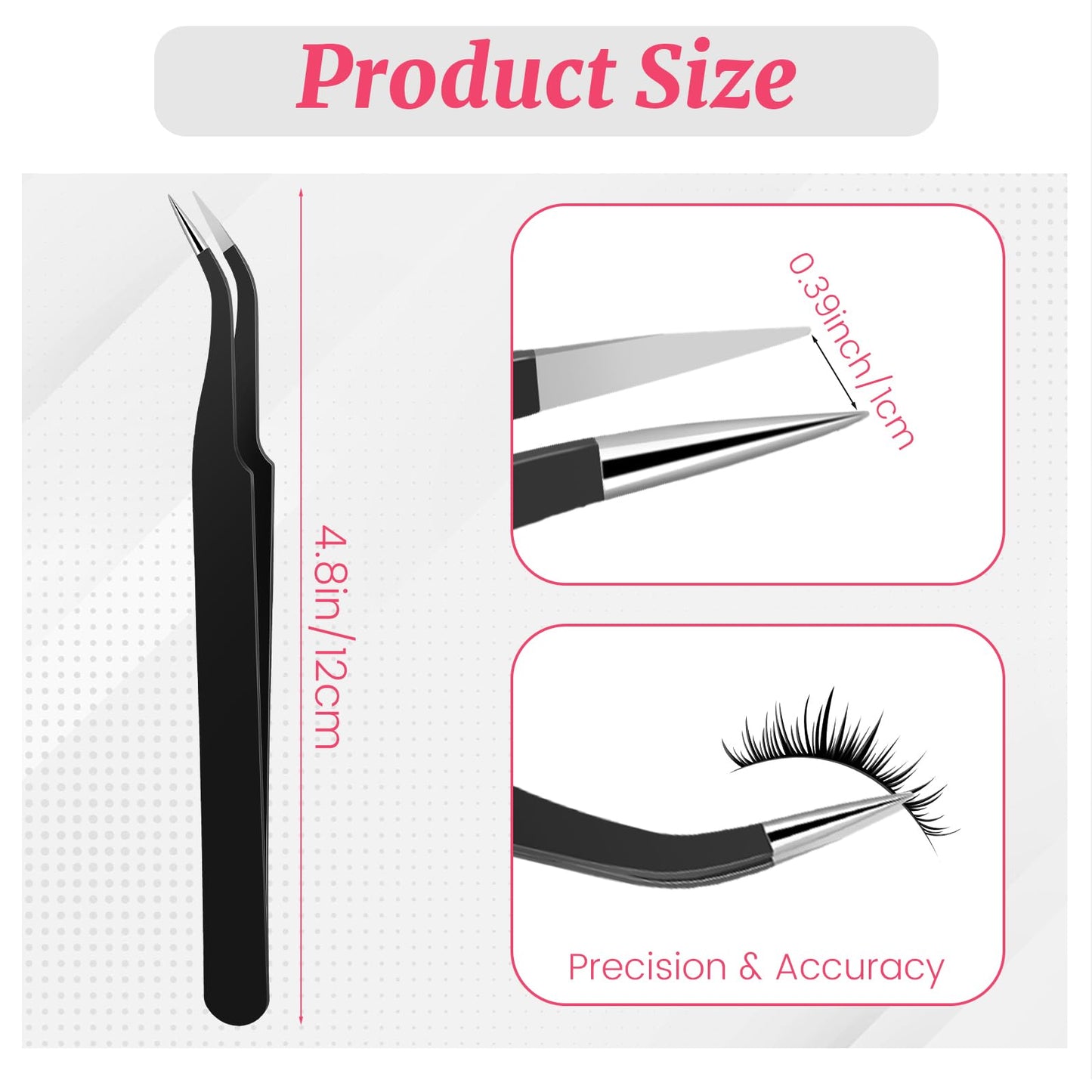 Tweezers for Crafting, 10 Pcs 4.7 Inch Stainless Steel Curved Tweezers Precision Tweezer with Protective Cover for Sewing Crafts Eyelash Extensions Jewelry Making Scrapbooking Tools (Black)