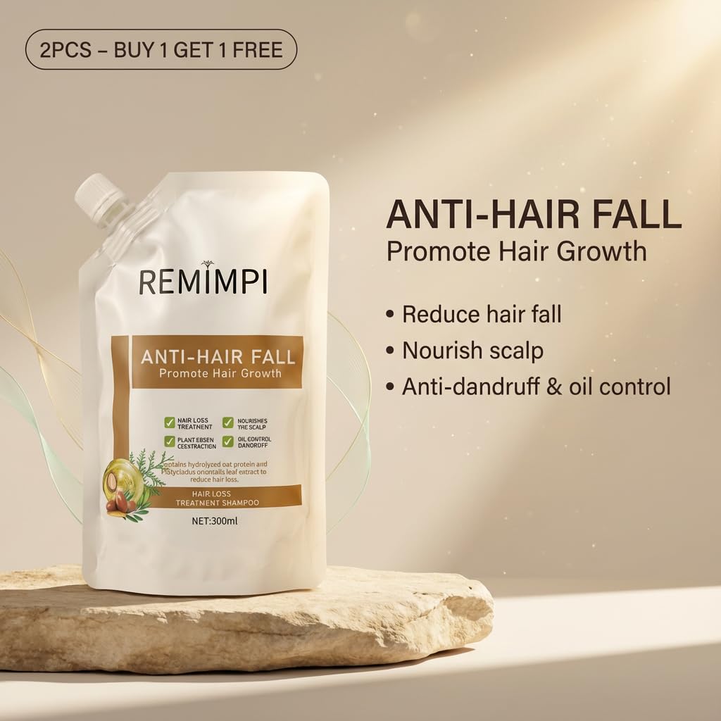 Herbal Anti-Fall Shampoo - Ginger & Ginseng Scalp Cleanser | Strengthening Formula for Thinning Hair, 300ml (2-Pack)
