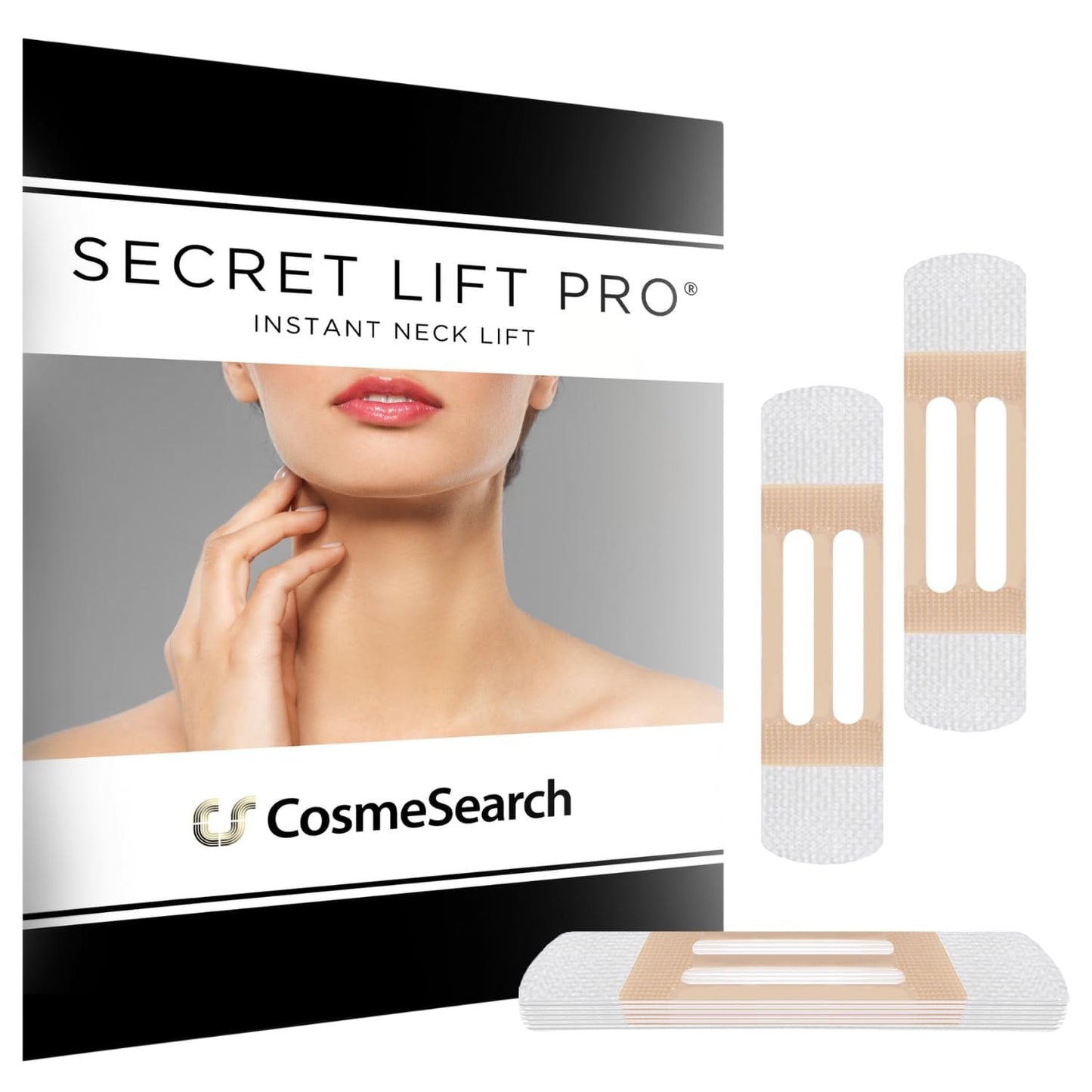 Secret Lift Pro Neck Lift Tapes - Instant Jowl & Jawline Lift, Medical Grade Hypoallergenic | 12 Count