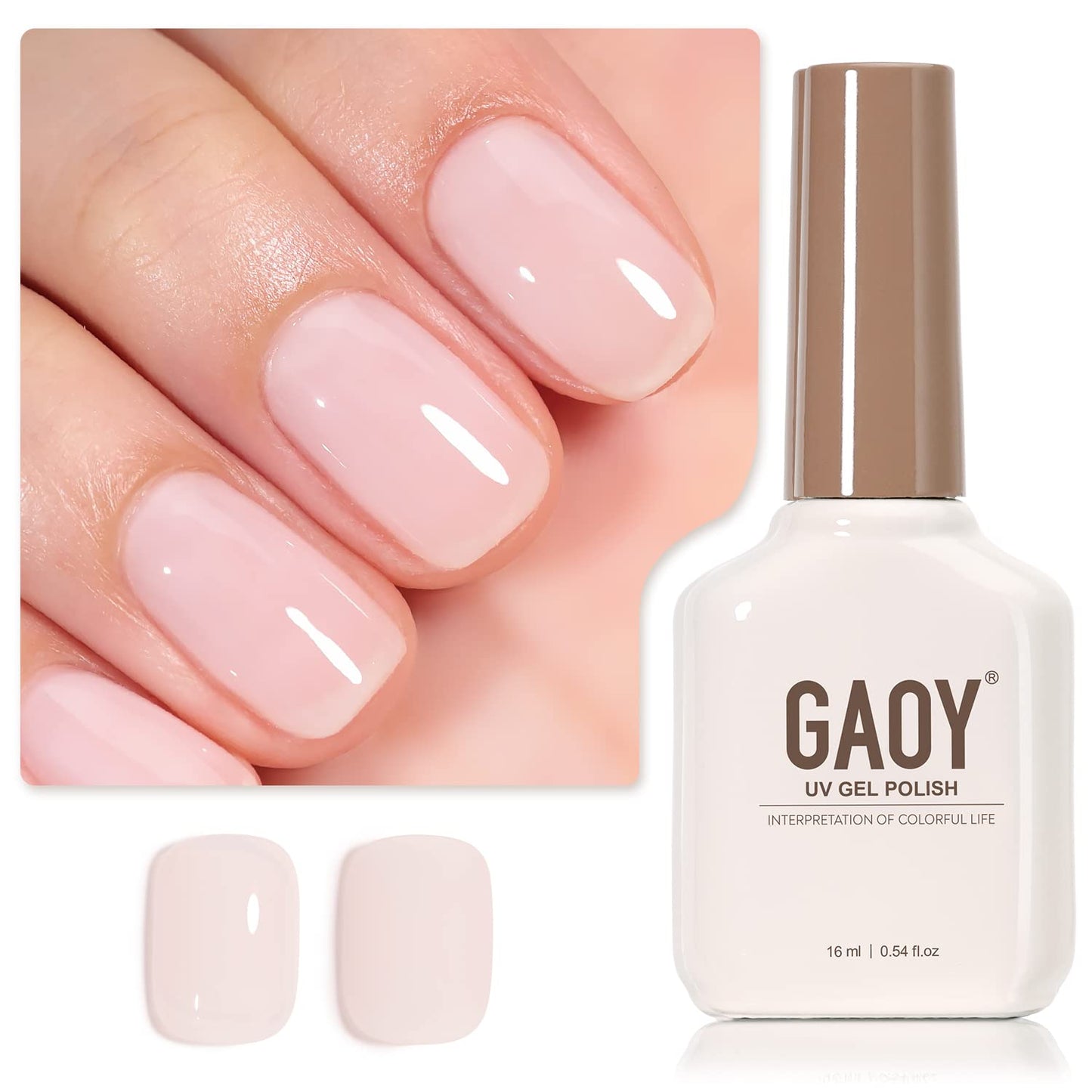 Sheer Light Pink Gel Nail Polish - 16ml UV Cure Jelly Milky White Peach for DIY Manicure & Pedicure