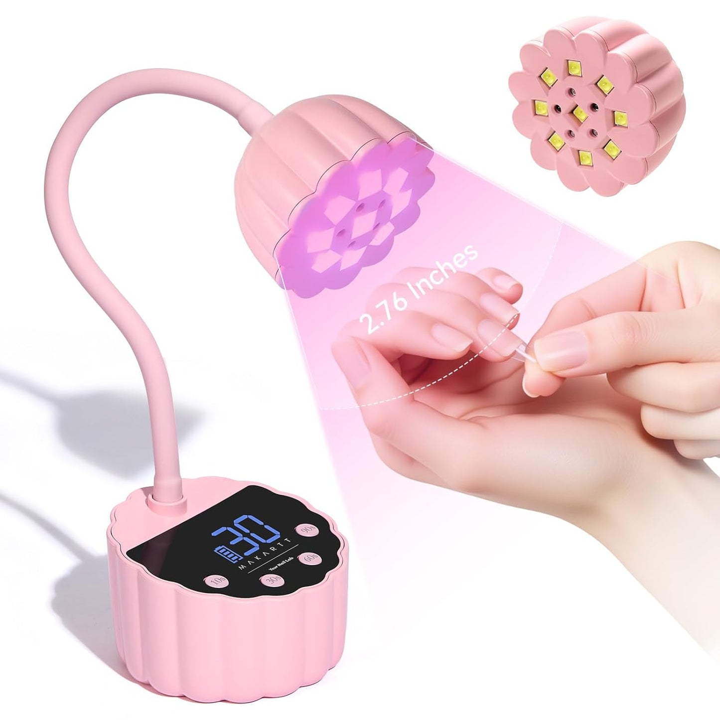 Makartt Mini UV Nail Lamp - Rechargeable LED Nail Dryer with 4 Timers & Auto Sensor for Fast Curing | Perfect for Home DIY Manicure