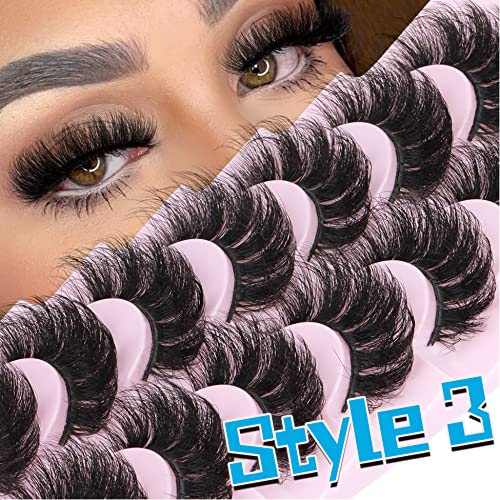 TNFVLONEINS 21 Pairs Fluffy Mink Lashes - 3 Styles Natural Wispy Curly Fake Eyelashes