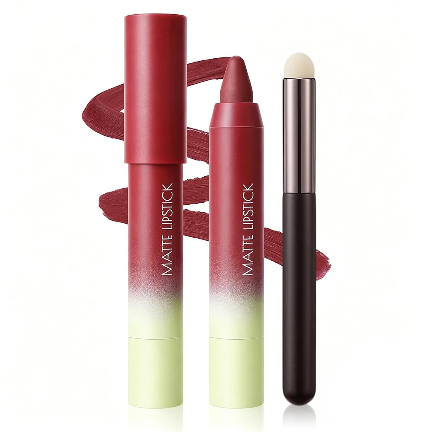 Matte Lip Crayon - 2-in-1 Nude Lipstick & Lip Liner with Brush | Long-Lasting, Waterproof, Vegan