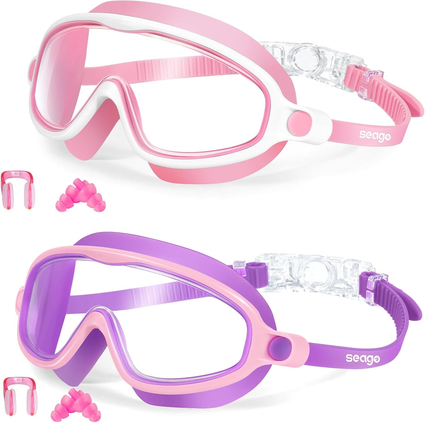 Swim Goggles for Kids 3-14 - Anti-Fog, Anti-UV, Wide View | 2 Pack