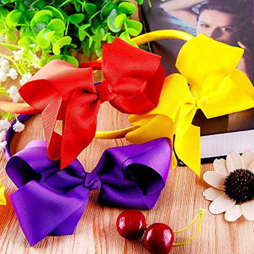 SIQUK 12-Pack Grosgrain Bow Headbands for Girls - Multi-Color